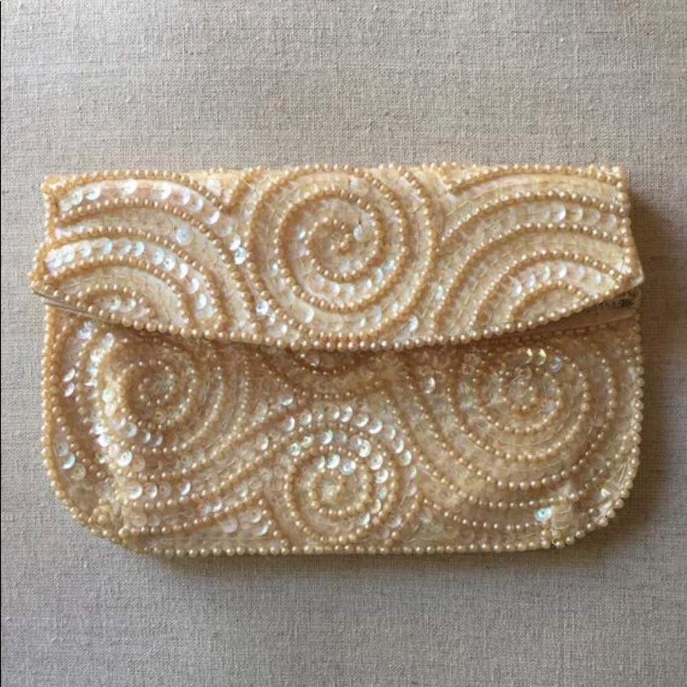 Vintage Faux Pearl and Sequined Evening Bag